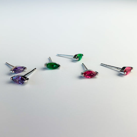 Purple, Pink or Green Crystal Stud Earrings