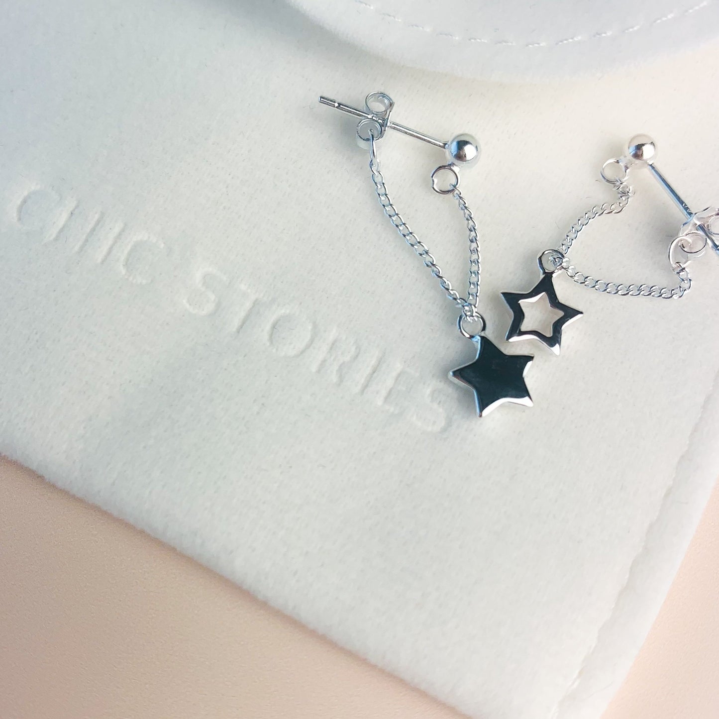 Star Dangle Chain Loop Earrings