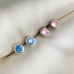 Pink or Blue Crystal Circle Stud Earrings