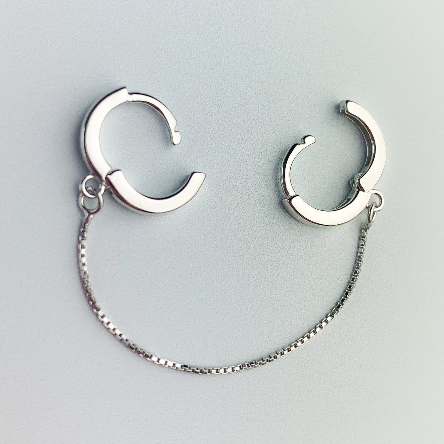Double Piercing Chain Linked Hoop Earring