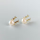 Pearl Reindeer Stud Earrings