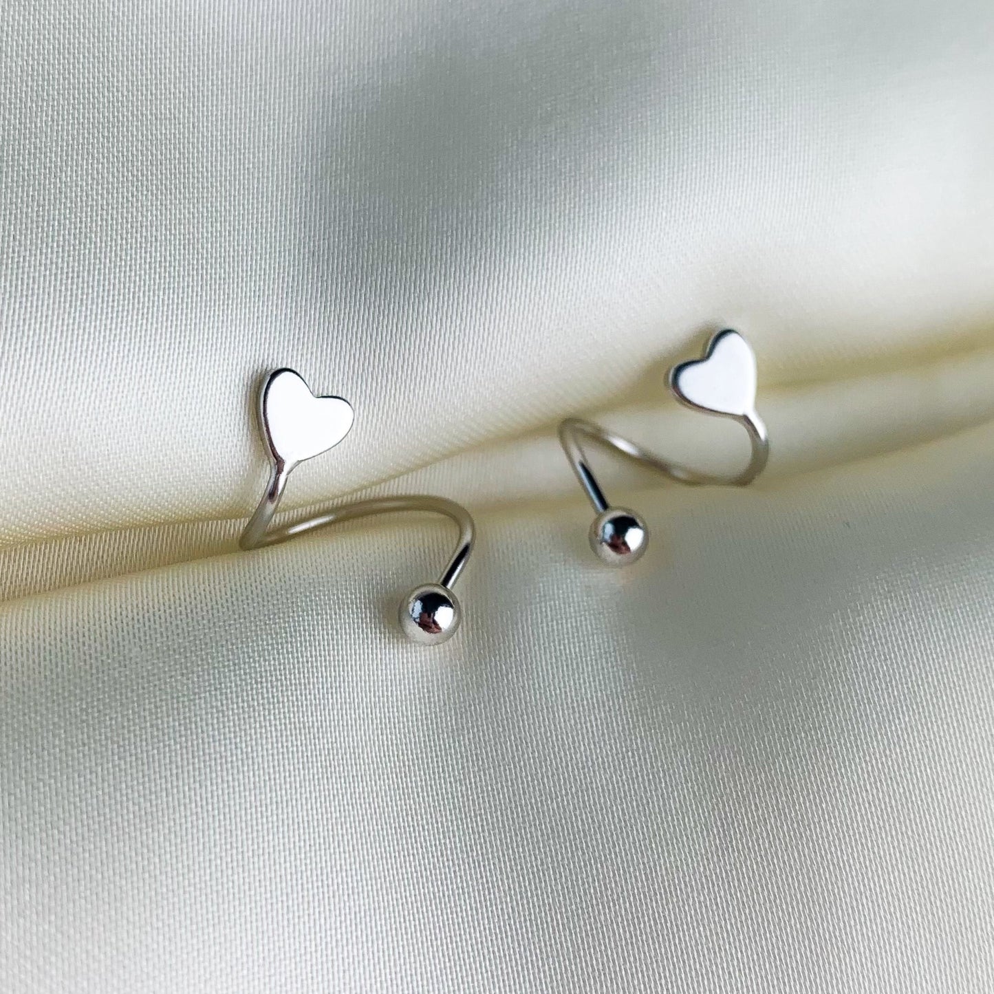 Screw Back Heart Spiral Earrings