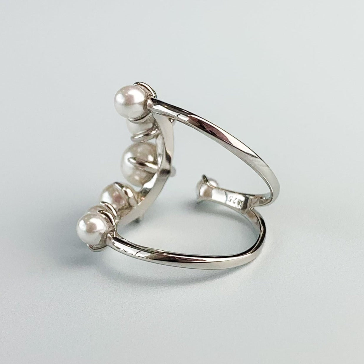 Pearl Curved Open Ring