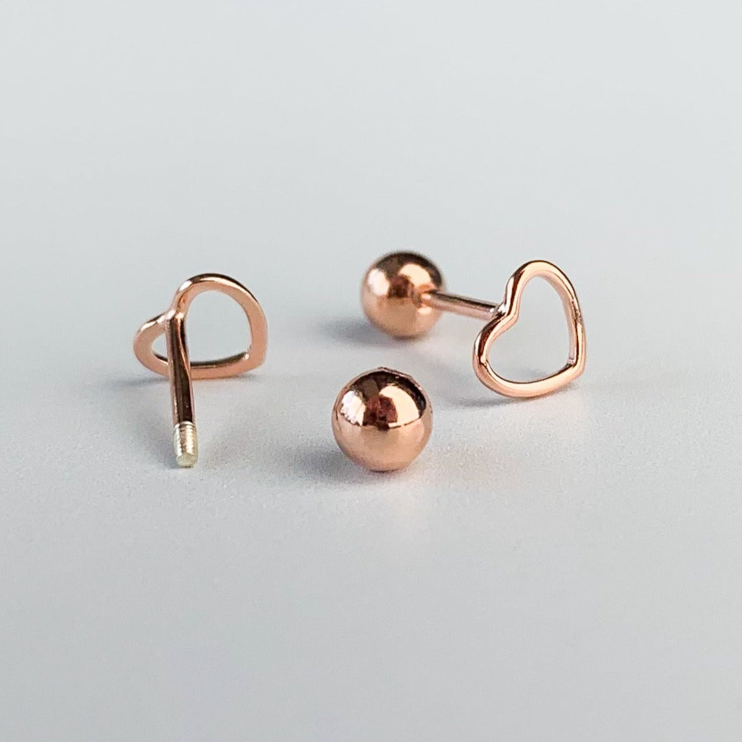 Rose gold stud earrings deals screw back