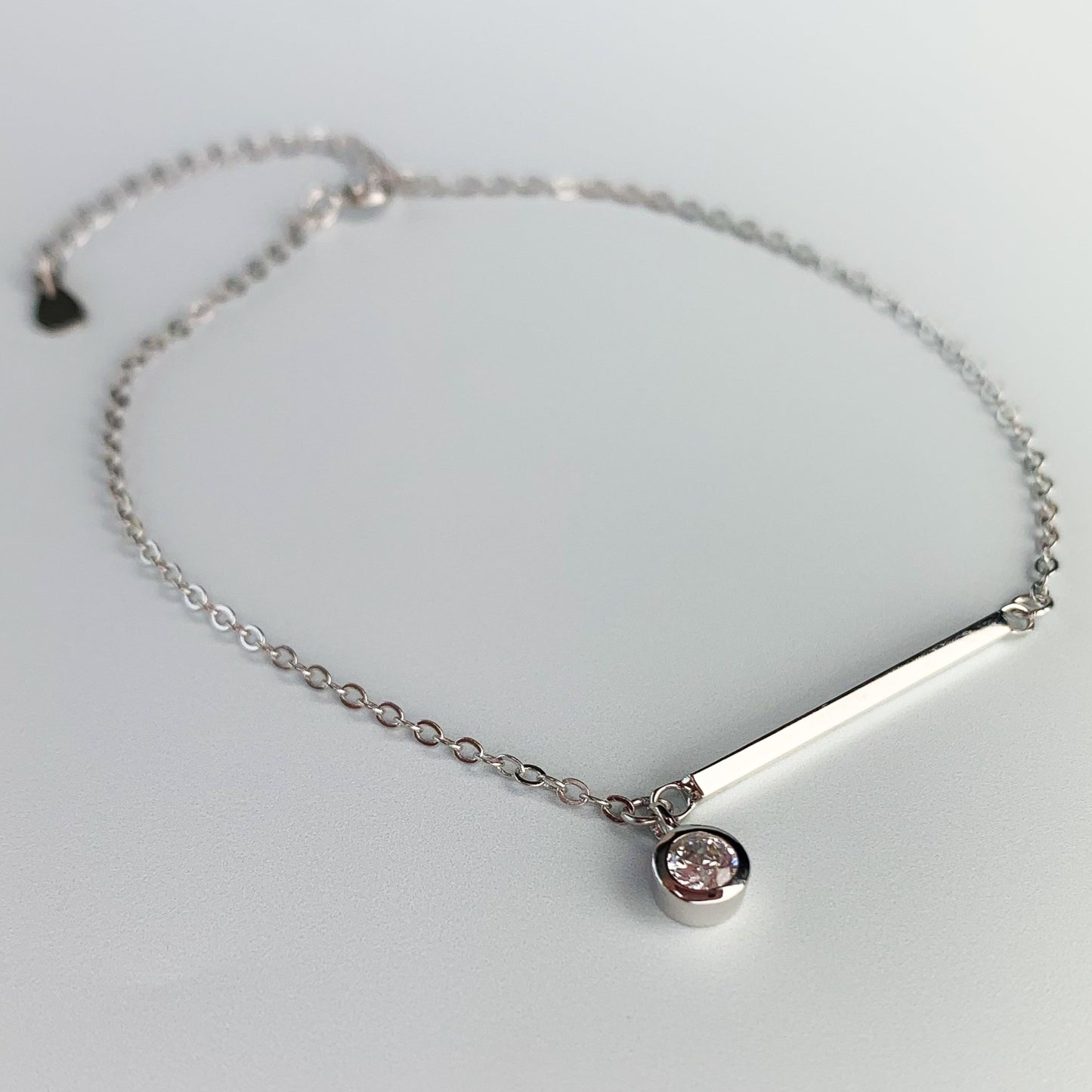 Bar and Hanging Crystal Charm Chain Anklet