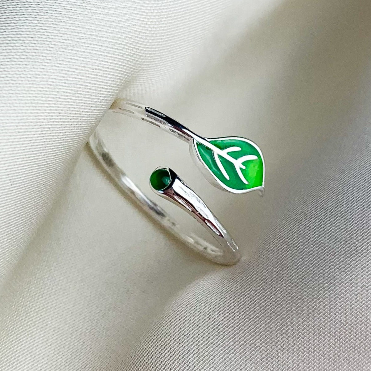 Green Leaf Adjustable Ring