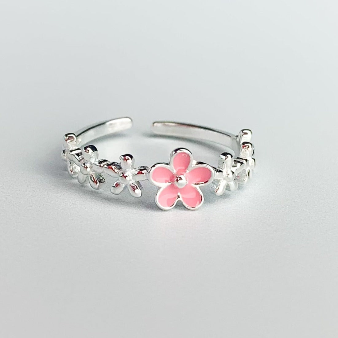 Pink Flower Adjustable Ring