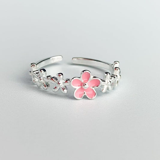 Pink Flower Adjustable Ring