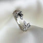 Crystal Detail Adjustable Leaf Ring