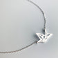 Brushed Silver Origami Crane Pendant Necklace