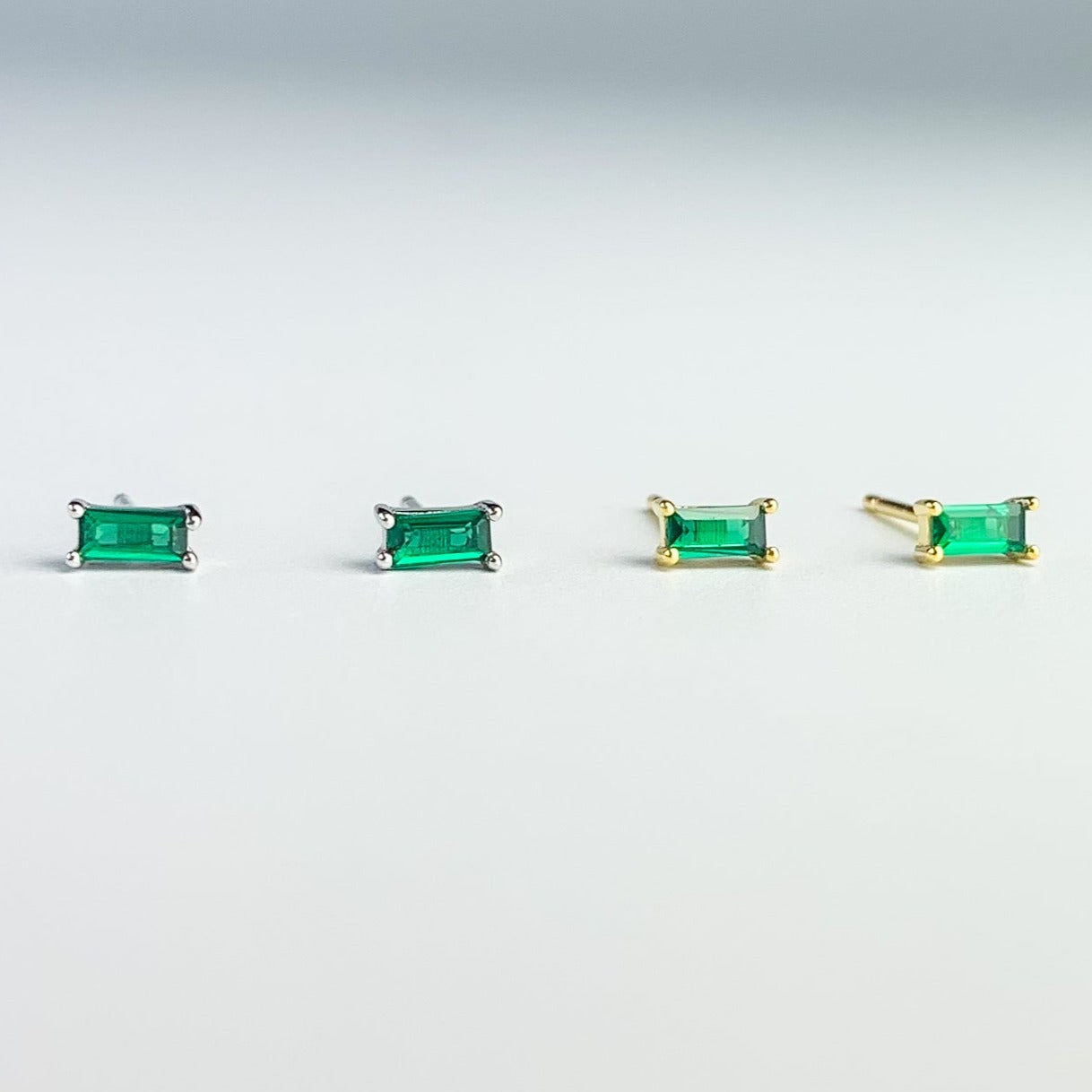 Green Emerald Cut Earrings