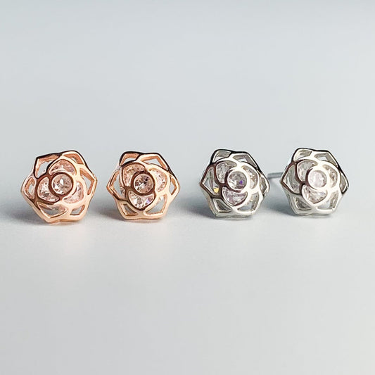 Crystal Rose Bud Stud Earrings