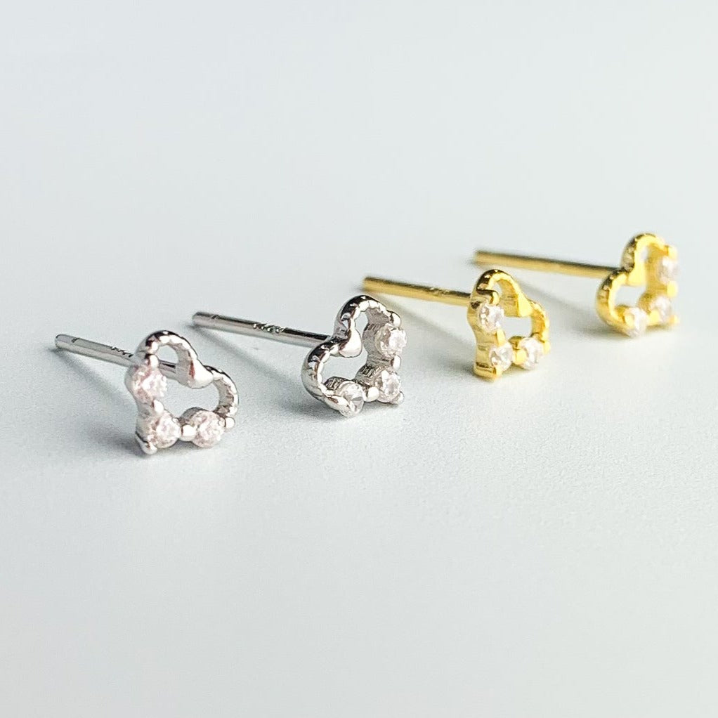 Sparkly Heart Stud Earrings