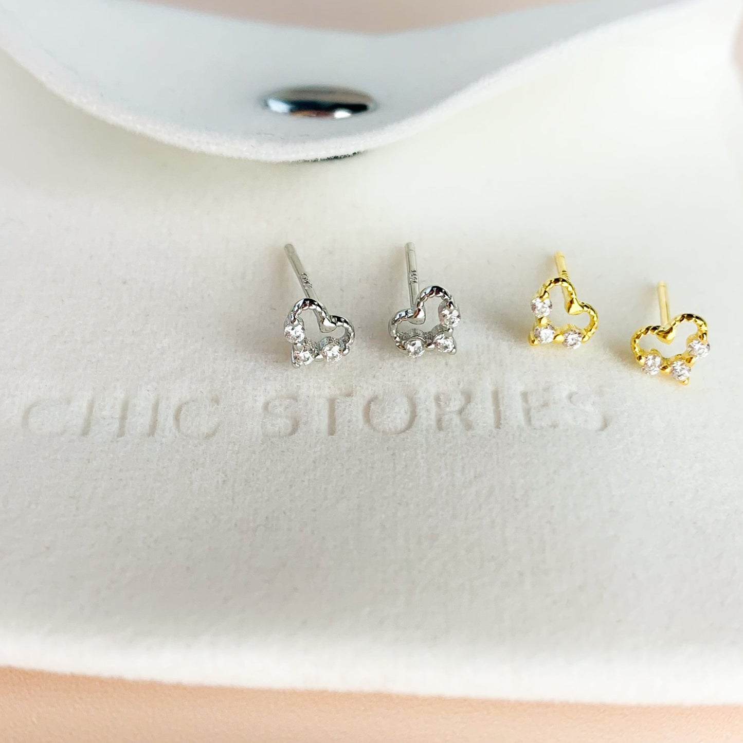 Sparkly Heart Stud Earrings