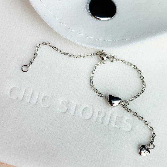 Sterling Silver Adjustable Chain Heart Ring – Chic Stories