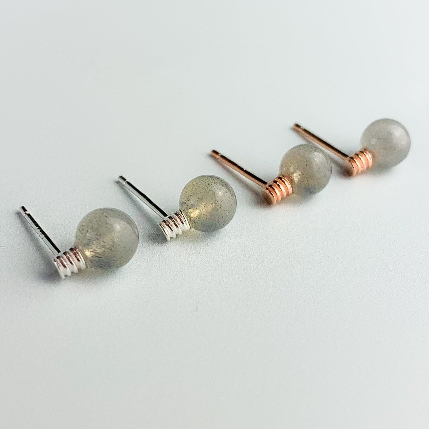 Grey Stone Light Bulb Stud Earrings