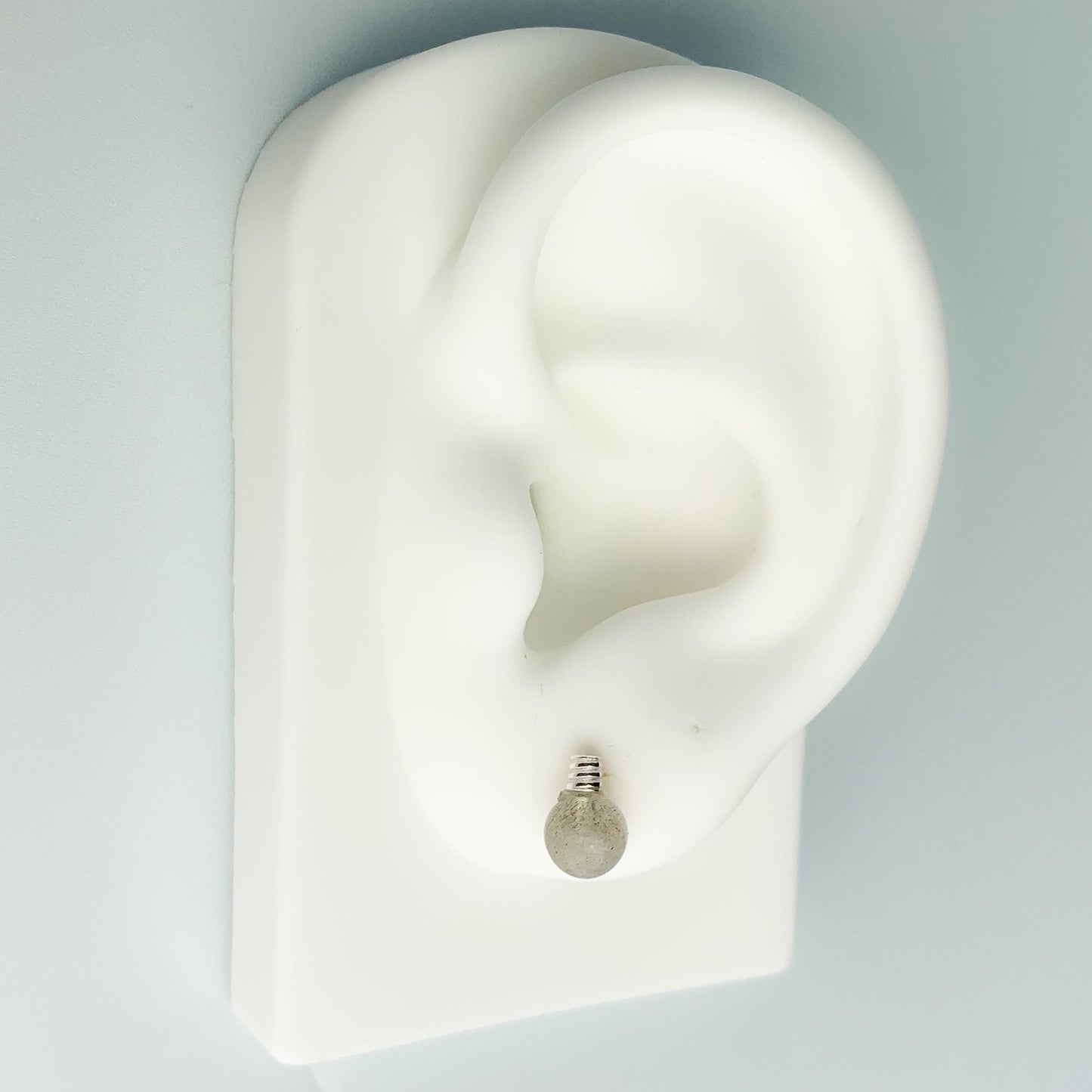 Grey Stone Light Bulb Stud Earrings