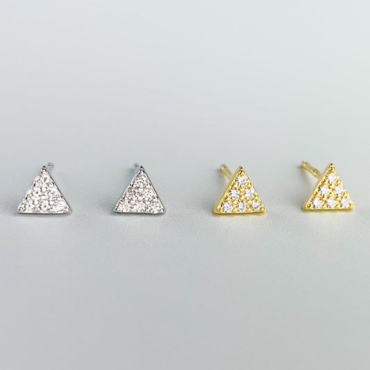 White Crystal Triangle Stud Earrings