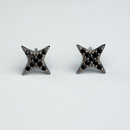 Black Crystal Cross Stud Earrings