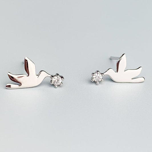 Crystal Dove Stud Earrings