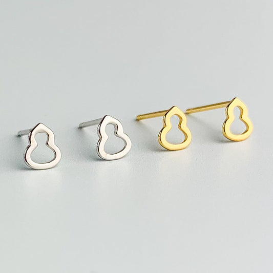 Minimalist Calabash Outline Stud Earrings