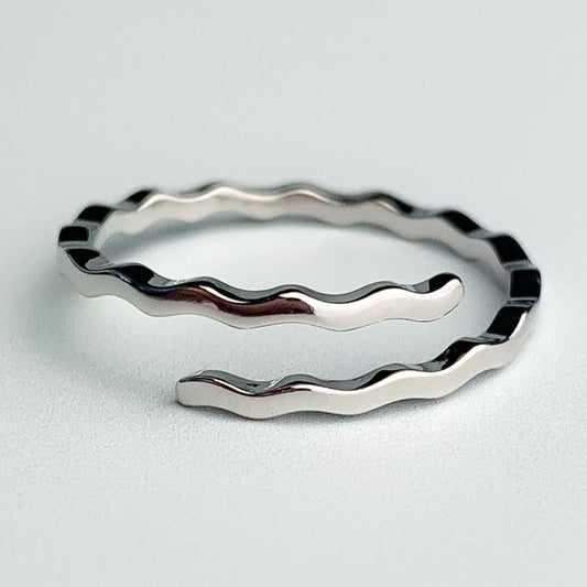 Wavy Band Adjustable Spiral Ring