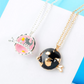 Cat in Starry Sky Pink and Black Necklace