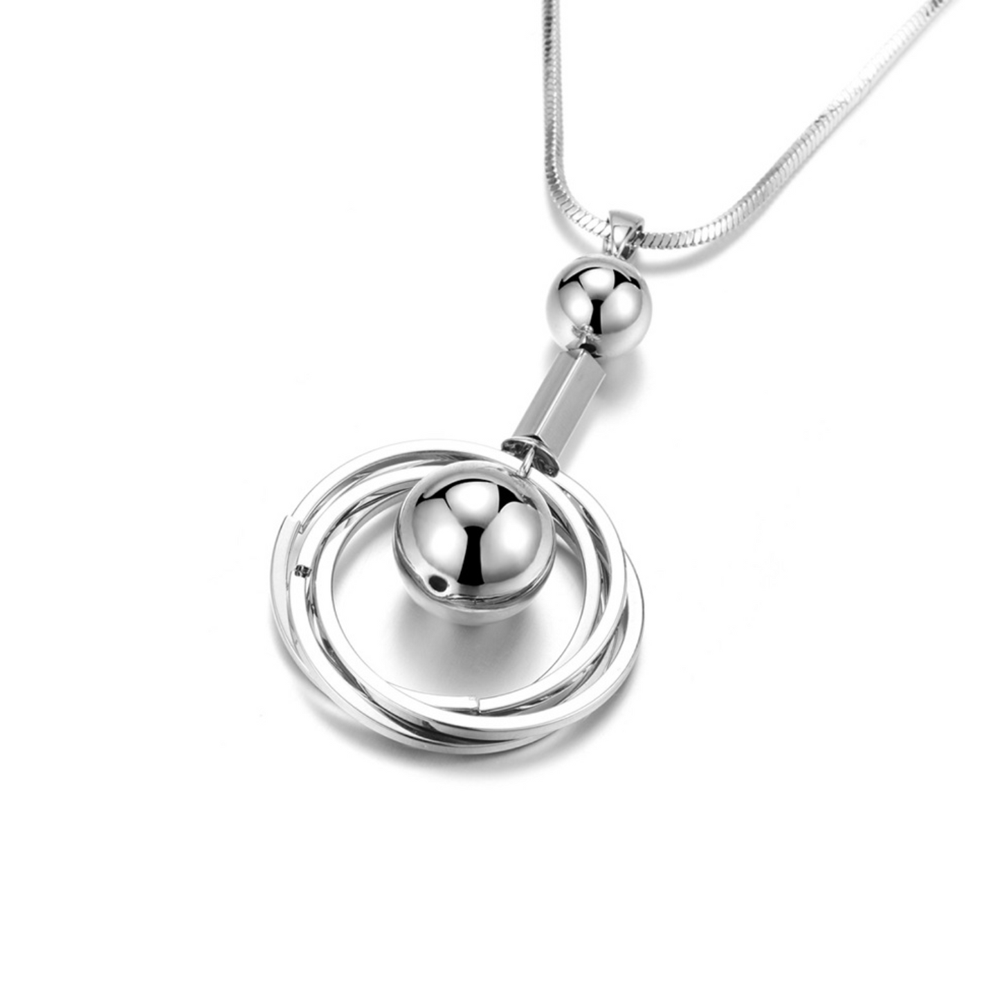 Sphere Long Silver Necklace