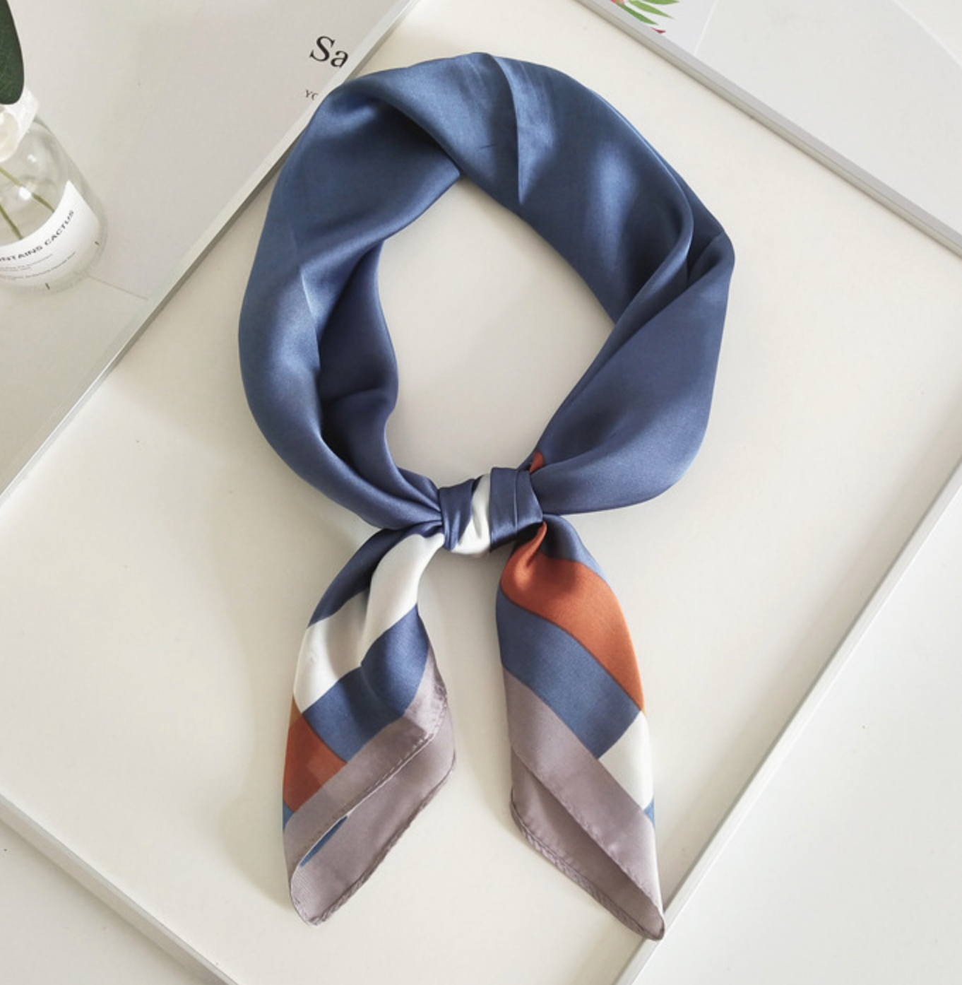 Blue and Orange Check Scarf