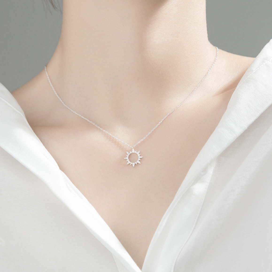 Tiny Crystal Sun Pendant Necklace