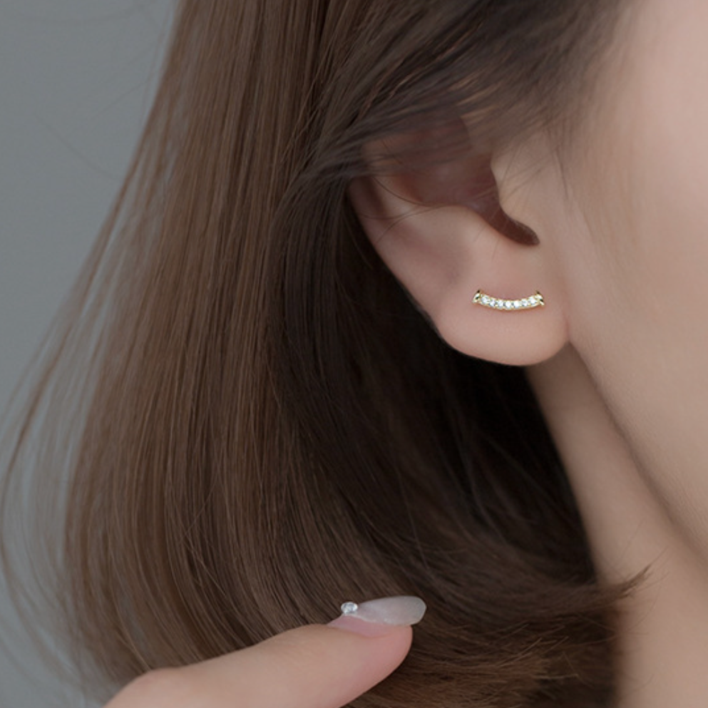 Crystal Curve Stud Earrings