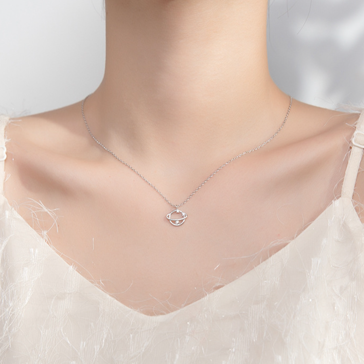 Saturn Crystal Pendant Necklace