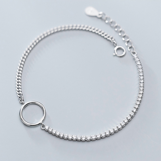 Crystal Chain Circle Pendant Bracelet
