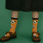 Panda Printed Mustard Yellow Quarter Length Socks