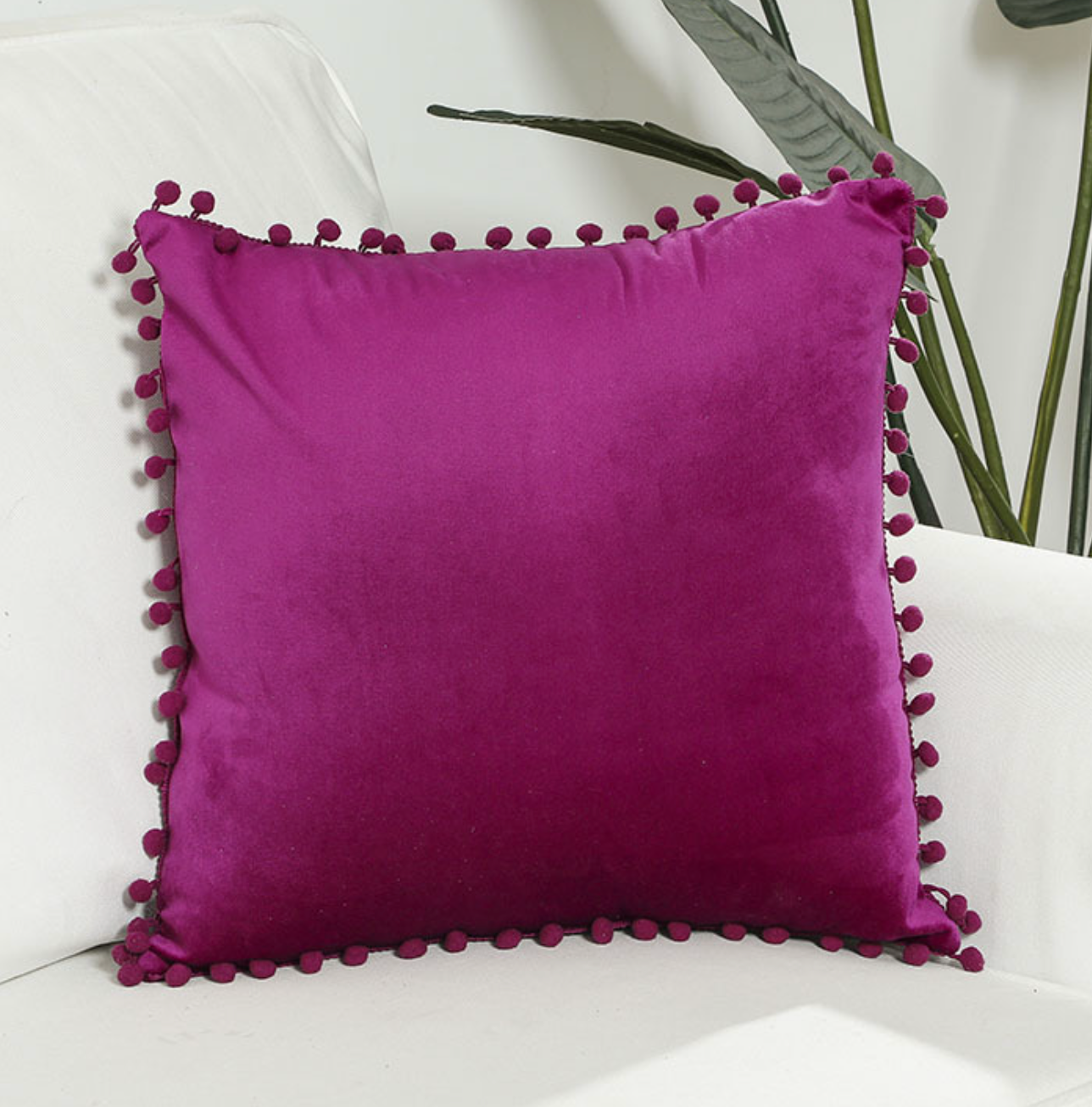 Velvet Soft Pom Pom Tassel Cushion Cover
