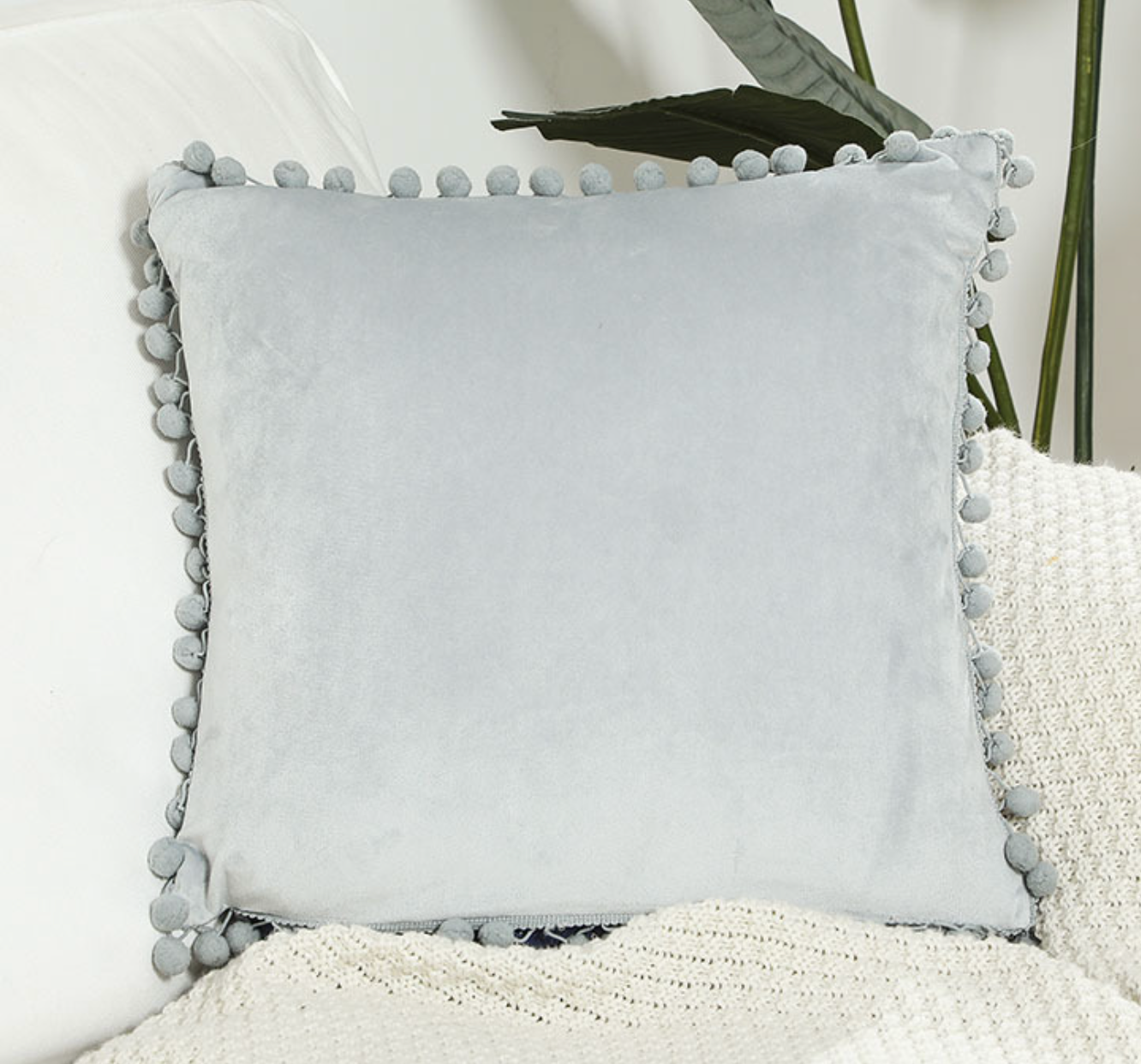 Velvet Soft Pom Pom Tassel Cushion Cover