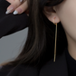 Sterling Silver Hoop Earrings with Chain Drop