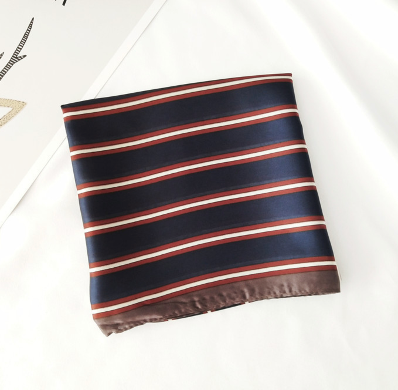 Striped Neutral Silk Scarves