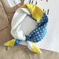 Yellow and Blue Polka Dot Scarf