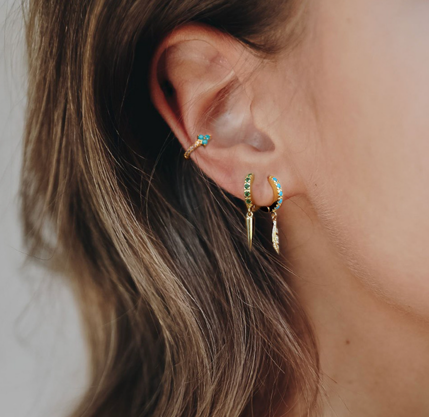 Pointed Spike Gold Huggie Earring