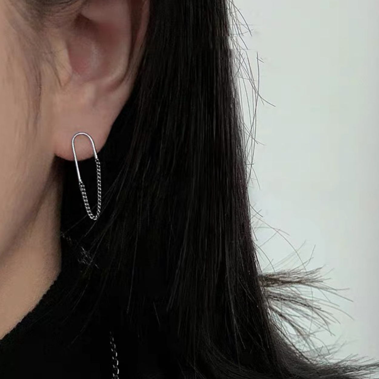 Chain Loop Dangle Stud Earrings