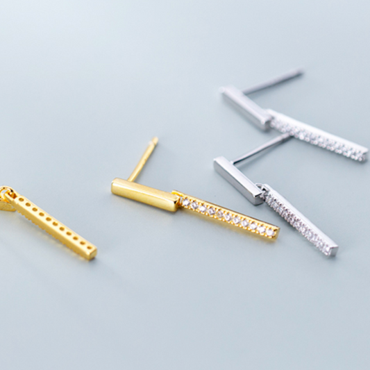 Crystal Detail Bar Drop Stud Earrings