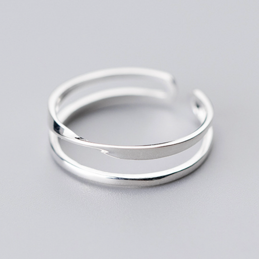 Twisted Double Band Adjustable Ring
