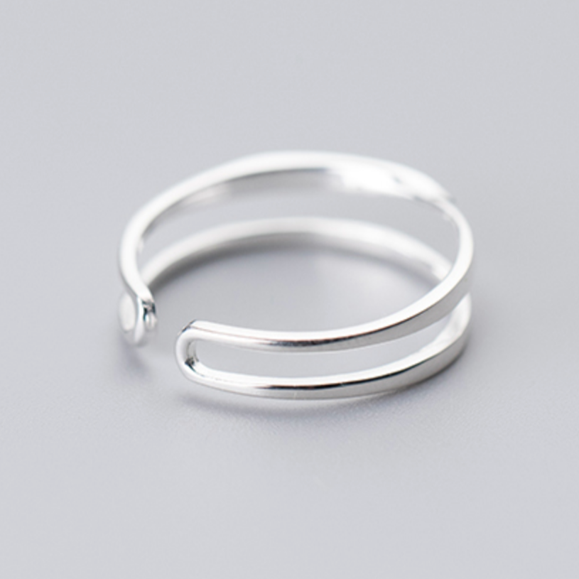 Twisted Double Band Adjustable Ring