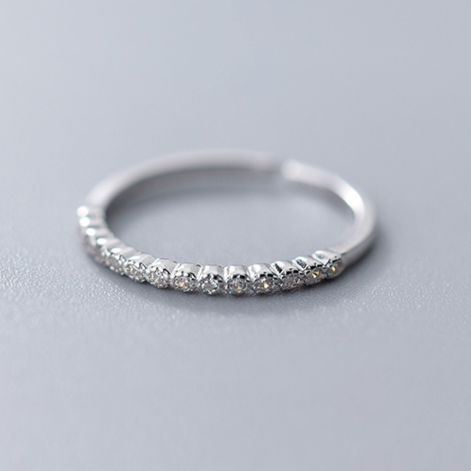 Crystal Thin Band Adjustable Ring
