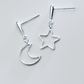 Minimalist Moon and Star Drop Earrings