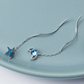 Blue Crystal Moon and Star Threader Earrings