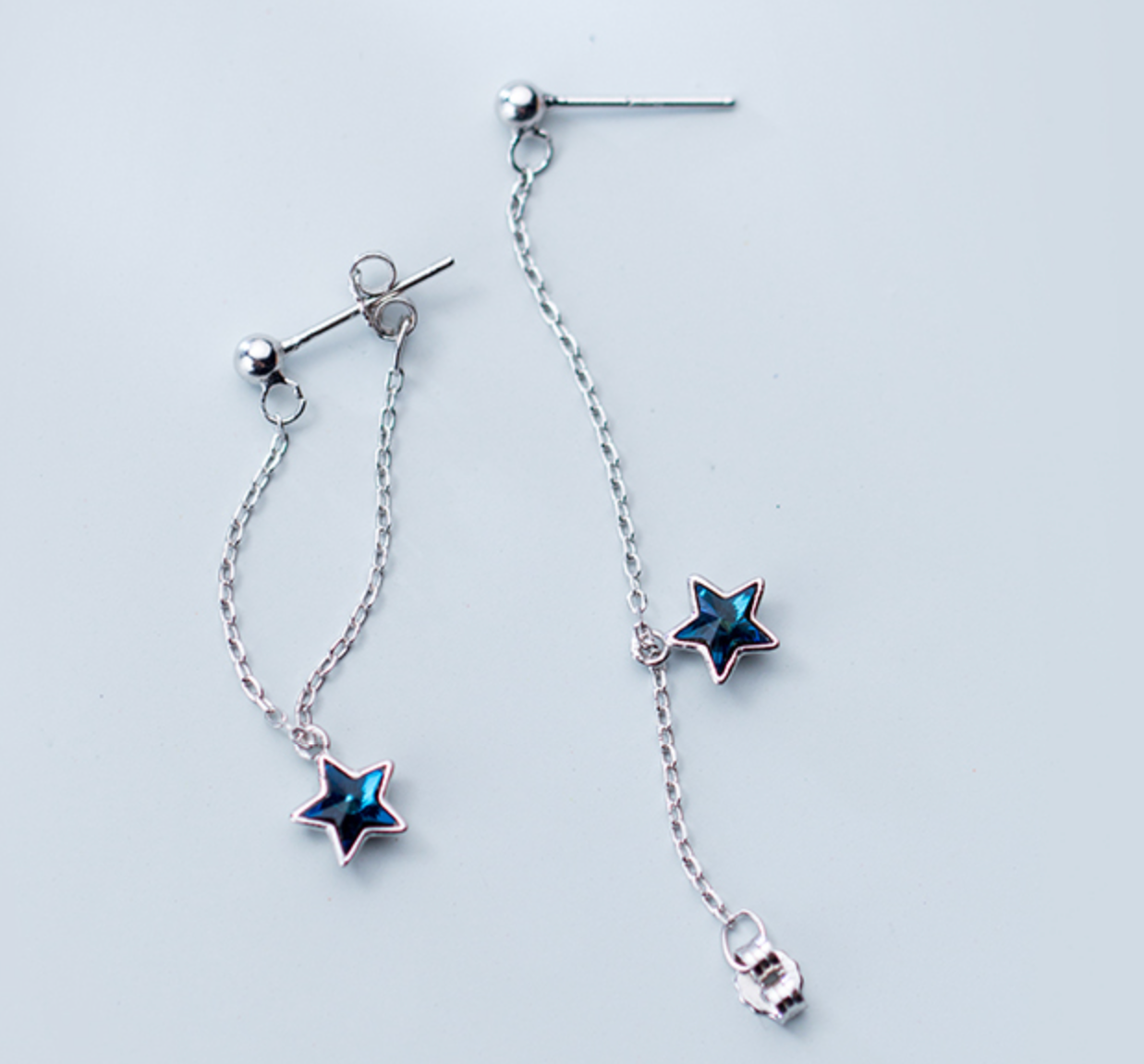 Blue Star Drop Earrings
