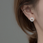 Pearl Circle Rose Stud Earrings