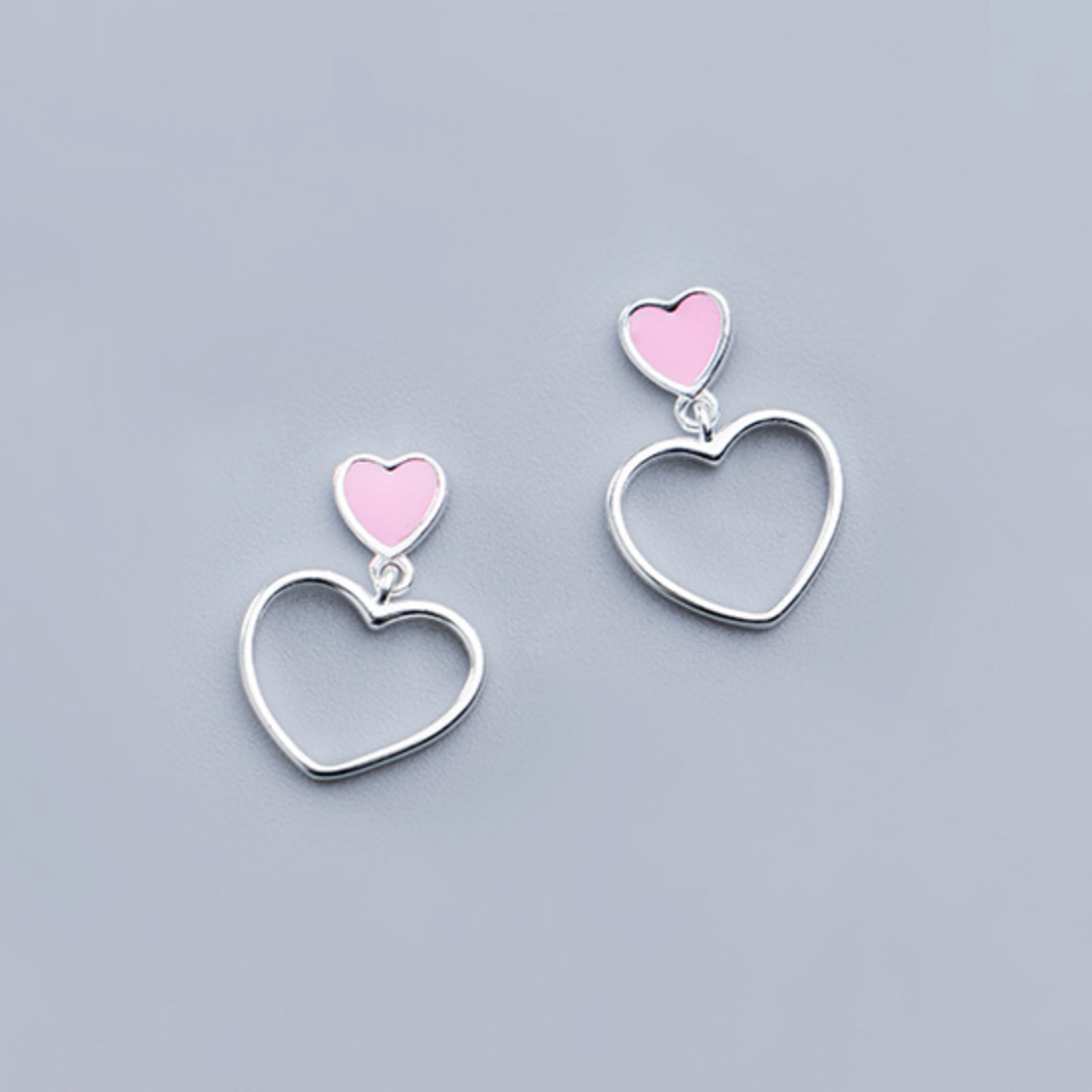Pink or Blue Heart Drop Earrings